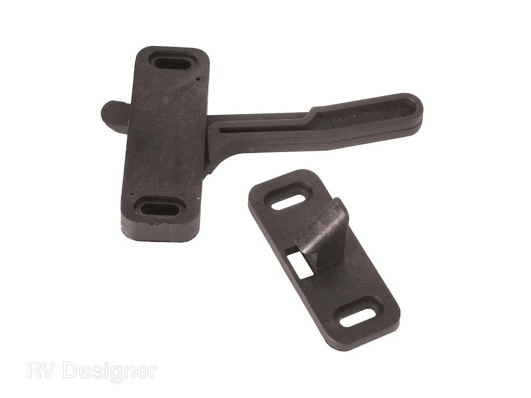 E295 – RV DESIGNER Screen Door Latch, For RV Designer Philips Style Screen Doors Right Hand Opening Black